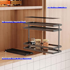 Mustorn 2 Pack Pull Out Spice Rack Organizer for Cabinet, 2 Tier Metal Slide Out Seasoning Organizer and Storage Heavy Duty Vertical Spice Rack Shelf Pullout for Kitchen Cabinets No Drilling (Black)