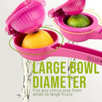 Zulay Kitchen Metal 2-in-1 Lemon Squeezer - Sturdy Max Extraction Hand Juicer Lemon Squeezer Gets Every Last Drop - Easy to Clean Manual Citrus Juicer - Easy-Use Lemon Juicer Squeezer - Dragonfruit
