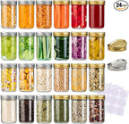 SPANLA Mason Jars 8 oz, 24 Pack Canning jars 8 oz Jelly Jars With Regular Lids and Bands, Half Pint Glass Jars Ideal for Jam, Honey, Wedding Favors, Shower Favors