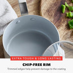 GreenPan x Bobby Flay 2.5QT Nonstick Saucepan with Glass Lid, PFAS-Free Diamond Ceramic, Induction Suitable, Stay-Cool Silicone Handle, Easy Clean Dishwasher & Oven Safe, Chef Pan, Cream