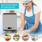 Food Scale Kitchen-Scale 11lb/5kg Food Scale for Kitchen Stainless Steel LCD Display Tare Function (g/oz/ml) for Meal Prep Coffee (Batteries Included)