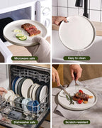 Famiware Star Plates and Bowls Sets, Modern Stoneware Dinnerware Sets for 6, 18-Piece Kitchen Dish Set - Chip and Scratch Resistant, Microwave and Dishwasher Safe Tableware, Matte White