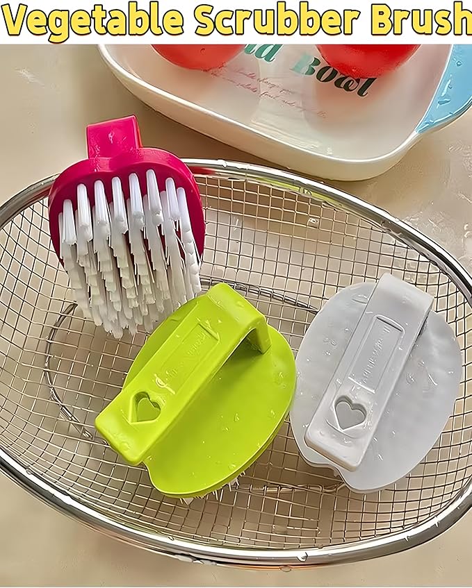 Vegetable Scrubber Brush- 2 Pack Fruit and Vegetable Brushes,Vegetable Brush Scrubber for Food,Veggie Wash Brush with Stiff Bristles Vegetable Cleaner Brush for Fruits,Potatoes,Carrots & More