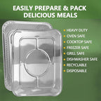 Thickened 10 Pack Heavy Duty Aluminum Pans with Lids, 9x13 Aluminum Foil Pans Disposable, Half Size Steam Table Foil Baking Tray for Cooking, Baking, Roasting & Chafing, Carton Packaging