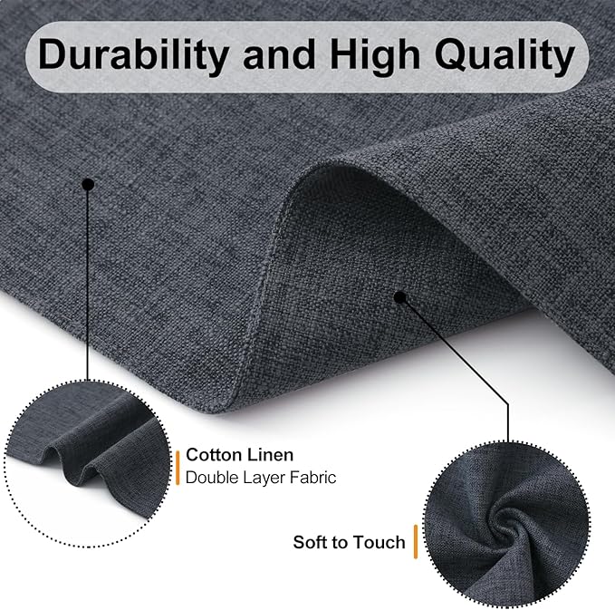 Homaxy Cloths Placemats for Dining Table Set of 4, Heat Resistant Washable Cotton Linen Blend Table Mats, Easy to Clean Place Mats for Indoor Outdoor Party Kitchen Decoration, Charcoal Gray