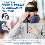 ExploreBliss Travel Pillow, Travel Pillows for Sleeping Airplane, Neck Pillow Airplane, Memory Foam Neck Pillow Set with Eye Mask, Earplugs and Storage Bag -Mottled Blue