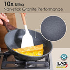 SENSARTE Nonstick Cookware Set, 23 Piece Pots and Pans Set with Swiss Granite Coating, Healthy Non Stick Kitchen Cooking Set, Stay-Cool Handles, Gray