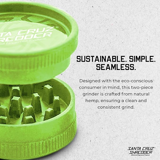 Santa Cruz Shredder Grinder for Spices and Herbs Knurled Top for Stronger Grip 2-Piece Medium 2.2 (Lime Green)