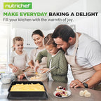 NutriChef 8-Piece Stackable Bakeware Set - Carbon Steel Non-Stick Baking Pan Set, Sheet, Muffin, Round, Loaf, Square Cake & Deep Pans, 450°F Heat Resistant, Standard & Convection Ovens (Black Marble)