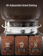 Neretva Espresso Grinder, 2 in 1 Professional Coffee Bean Grinder Stainless Steel Suit 51~58mm Portafilter Burr Coffee Grinder 30 Precise Setting&Anti-Static for Espresso/French Press/Drip/Moka-White