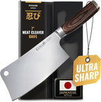 Cutluxe Meat Cleaver Knife – Ultra Sharp 7" Meat Cleaver, Butcher Knife, High Carbon Stainless Steel Blade, Full Tang Pakkawood Handle – Shinobi Series