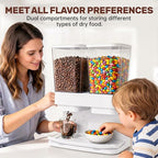 Cereal Dispenser Countertop 2 Pack, 3L Large Cereal Containers Storage Airtight for Kitchen Pantry, Dual Control Plastic Dry Food Dispenser for Cereal, Rice, Grains, Candy, Coffee Beans