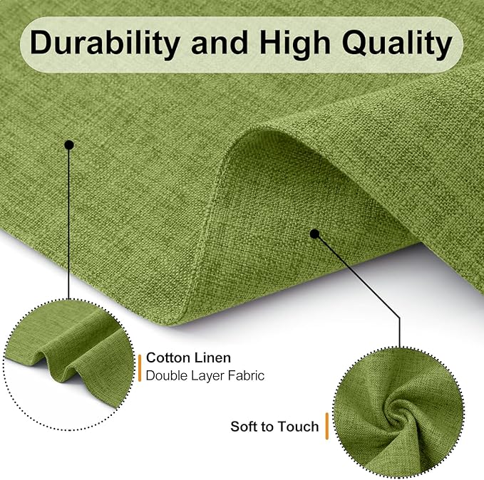 Homaxy Cloths Placemats for Dining Table Set of 4, Heat Resistant Washable Cotton Linen Blend Table Mats, Easy to Clean Place Mats for Indoor Outdoor Party Kitchen Decoration, 13" x 19", Grass Green