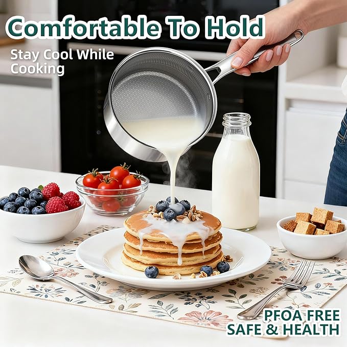 Yoehka 14-Piece Hybrid Stainless Steel Cookware Set, Non-Stick Pots and Pans Set with 3 Silicone Trivets | Induction Compatible Frying Pans, Saucepans, Saute Pan & Stock Pot | Oven Dishwasher Safe