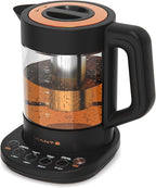Vianté Electric Kettle With Infuser. No Plastic In Contact With Water. Hot Tea Maker With Temperature Control And Automatic Shut Off 1.5 Liters Capacity | Black Color