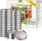 Dalzom® 72Pcs Canning Lids with 72Pcs Rings Wide Mouth, Premium Mason Jar Lids with Rings for Ball, Kerr Jars - Food Grade Material, 100% Fit & Airtight for Wide Mouth Mason Jars