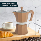 Primula Classic Stovetop Espresso and Coffee Maker, Moka Pot for Italian and Cuban Café Brewing, Greca Coffee Maker, Cafeteras, 6 Espresso Cups, Caramel