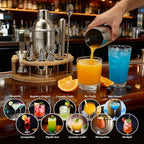 Silicone Pad Included Cocktail Shaker Set Bartender Kit,Mixology Bartender Kit 13-Piece with Bamboo Stand,Martini Shaker Kit with All Essential Accessory Tools for Drink Mixing Gift for him or her