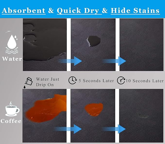 Coffee Mat for Countertops ,Coffee Bar Accessories Fit Under Coffee Maker Espresso Machine, Absorbent Hide Stain Rubber Mat for Countertop ,Dish Drying Mat for Kitchen Counter (Blue, 12"x19")