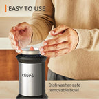 KRUPS Electric Blade Coffee Grinder 1.6 Oz, Adjustable Coarse to Fine for the Perfect Espresso, Grind Coffee Beans, Spices & Herbs, Removable Dishwasher Safe Bowl, Stainless Steel