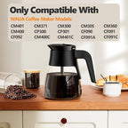 10 Cup Coffee Pot Replacement for Ninja Coffee Maker CM401, Glass Coffee Carafe Compatible with Ninja CM400 CP300 CF091 CM371 CM300, Ninja Coffee Pots Replacements with Brew-Through Lid