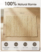 Handmade Ramie Placemats Set of 6, 12"x18" Eco-Friendly Natural Woven Table Mats for Dining Table, Heat-Resistant & Washable Natural Fiber Placemats for Kitchen, Farmhouse, Boho & Home Decor