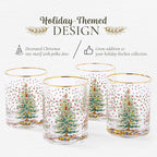 Spode Christmas Tree 14 Fl. Oz. Double Old Fashion Glass (Set of 4), Polka Dot - Whiskey & Bourbon Glasses for Festive Entertaining, Old-Fashioned & Rocks Glasses for Holiday Drinks