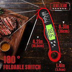 AWLKIM Digital Meat Thermometer for Cooking - IP67 Waterproof Kitchen Thermometer with Backlight and Hold, Fast Instant Read Thermometer, Candy Making, Outside Grill, Stocking Stuffers for Men-2 Pack