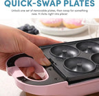 AROMA® Swap & Flip Waffle Maker with Removable Plates: 3-in-1 Panini Press, Mini Donut Maker, and Waffle Iron