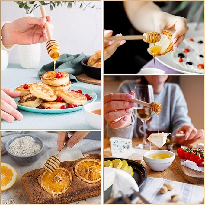 kanpura Clear Crystal Honey Pot with Dipper and Lid Glass Honey Jar with Dispenser Honey Holder and Syrup Container for Christmas Home Kitchen Decor,9 oz