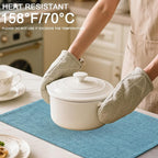 Homaxy Cloths Placemats for Dining Table Set of 8, Heat Resistant Washable Cotton Linen Blend Table Mats, Easy to Clean Place Mats for Indoor Outdoor Party Kitchen Decoration, 13" x 19", Aqua
