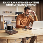 Mug Warmer, Coffee Mug Warmer with 3 Adjustable Temperature Settings, Coffee Warmer 2-12 Auto Shutoff, Digital Display Coffee Cup Warmer for Desk, Wood Grain Texture Mug Warmer for Desk Gift Choice