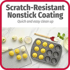 GoodCook Nonstick Steel 12-Cup Muffin Pan, Gray, Set of 2