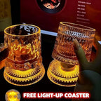Spinning Whiskey Glasses Set, 360 Degree Rotating Old Fashioned Crystal Tumbler with Unique Relief Base, Rotatable Cocktail Wine Cup for Flavor, Drinking Glassware & Bar Accessories