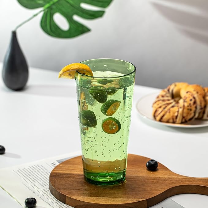 KOXIN-KARLU Mixed Drinkware 26-ounce Plastic Tumbler Acrylic Water Glasses, set of 6 Green