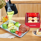 TAMARIT Personal Raclette Grill- Portable Candlelight Raclette Cheese Melter with Non-Stick Pan & Spatula - Small Raclette Machine for One Person, Picnic, Camping & Home, Red