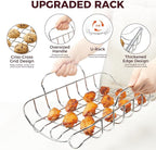 HONGBAKE Roasting Pan with Rack, 17.6×11 Inch Nonstick Roaster Pan for 17 lb Turkey, Chicken and Lasagna, Deep Turkey Pan for Oven, Heavy Duty Oven Roaster Tray, Wider Handles, Gray