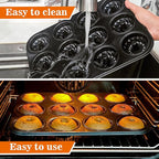 Webake 2 Pack Mini Fluted Tube Cake Pan, Non-Stick 2.8 Inch Cake Pans, Heavy Gauge Carbon Steel 12-Cavity