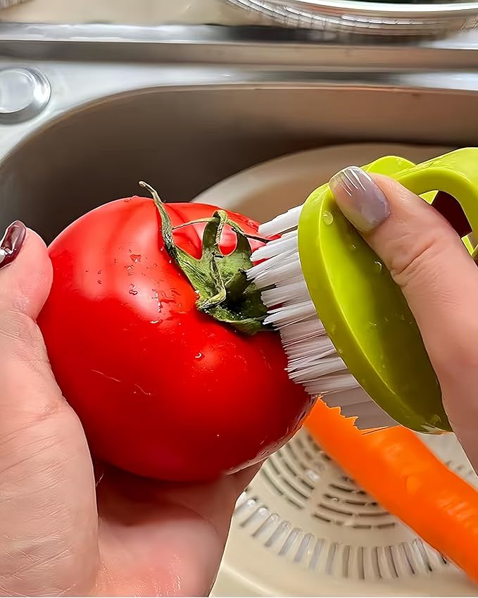 Vegetable Scrubber Brush- 2 Pack Fruit and Vegetable Brushes,Vegetable Brush Scrubber for Food,Veggie Wash Brush with Stiff Bristles Vegetable Cleaner Brush for Fruits,Potatoes,Carrots & More