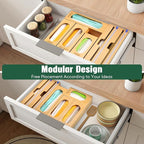 Individual Storage Bag Organizer for Kitchen Drawer, Bamboo with Foil and Plastic Wrap Organizer for Kitchen Organizers and Storage, for Gallon, Quart, Sandwich, Snack