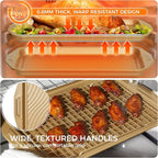 HONGBAKE 9-Piece Non Stick Baking Pans Set with Wave Texture for Reduced Oil, 0.8mm Thick Non Toxic Bakeware Sets, Includes Stackable Cookie Sheets for Oven Cooking, Cake Pan, Muffin Pan, Gold