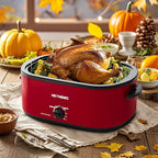 24 Quart Electric Roaster Oven with Visible & Self-Basting Lid, Large Turkey Roaster with Defrost Warm Function, Adjustable Temperature, Removable Pan Rack, Stainless Steel