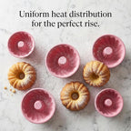 Platinum Silicone Baking Molds Set (8pc) - 100% Fumed Silica Non-Stick - Square Pan, Round Dish & 6 Mini Bundts - BPA Free, Pinch Test Passed, Oven Safe 446°F (Dusty Rose)