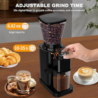 Electric Conical Burr Coffee Grinder with 48 Grind Settings, 35s Timer, Detachable 48-51mm Portafilter Holder, Anti-Static, Low Noise for Home Espresso, Drip, French Press (Black)