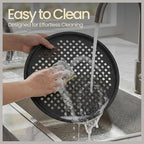 Bakken Pizza Baking Pan - Round Perforated Carbon Steel Pan with Non-Stick Marble Coating, Oversized Silicone Handle, Dishwasher Safe, High-Temperature Resistant, Durable & Easy Cleanup Gray, 2 Pack