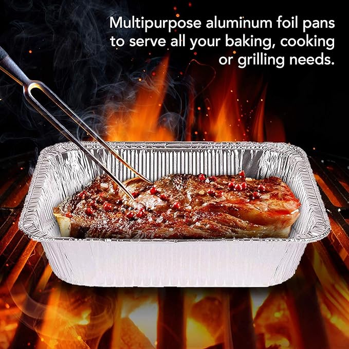 Stock Your Home Aluminum 9x13 Disposable Foil (25 Pack) – Half Size Deep Steam Table for Cooking, Heating, Storing, Prepping Food