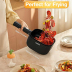 Dezin 2L Electric Hot Pot with Steamer, Rapid 800W Non-Stick Ceramic Coating Dorm Cooking Pot, Plug in Electric Pan Cooker with Adjustable Power for College Hotel Office(Silicone Spatula Included)
