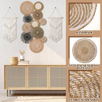 Tatuo 11 Pcs Boho Wall Basket Decor Bulrush Woven Wall Hanging Art Round Farmhouse Rustic Handmade Wicker for Summer Home, Bedroom, Living Room, Kitchen Decorations, Multi Sizes(Flower)
