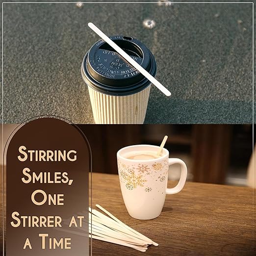Perfect Stix Premium Wooden Coffee Stirrer Sticks, Thick Birch Wood 5000 Count, 5.5" Inches. Eco-Friendly Wooden Stirrers (5.5Inches / 5000PC)