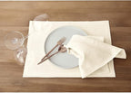 Solino Home Linen Ivory Placemats Set of 6 - 100% Pure Linen Placemats 14 x 19 Inch for Holiday, New Year - Fete
